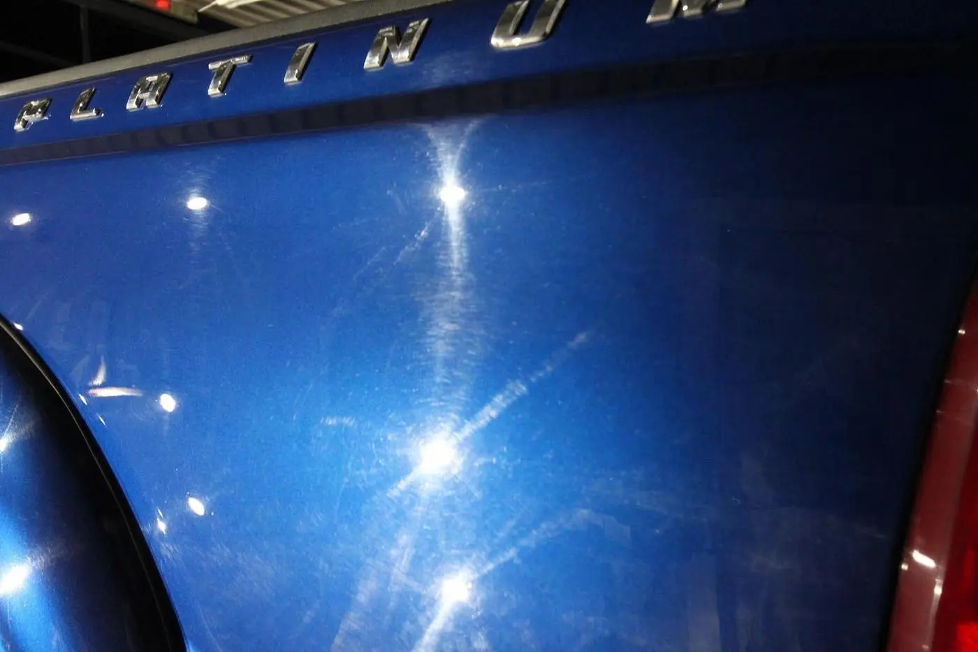 Blue Ford F-250 Super Duty Platinum before paint correction