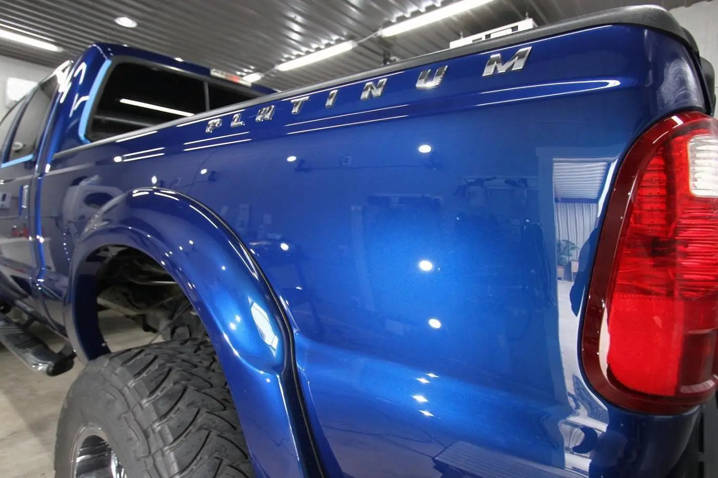 Blue Ford F-250 Super Duty Platinum after paint correction