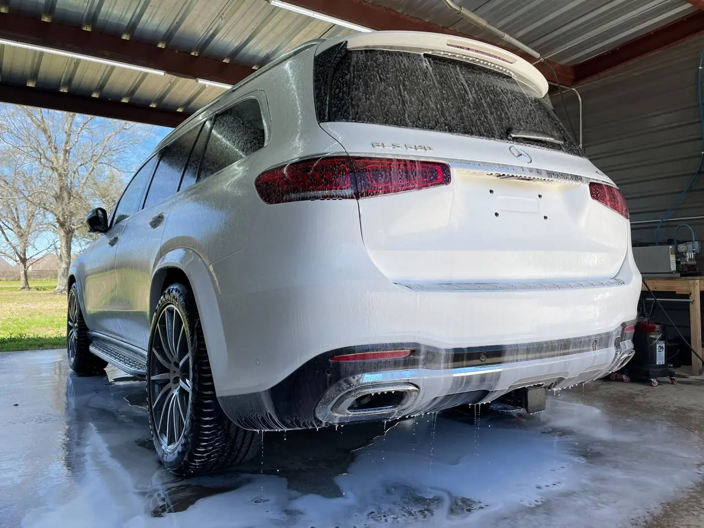 White Mercedes-Benz GLS detailed by Derrick's Details in Austin, photo 5 of 6